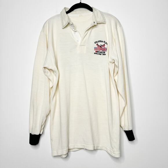 Vintage Michelob Rugby Shirt England USA Polo #36 Cream Mens Large 44” Chest - Picture 2 of 11